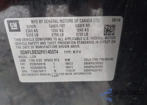 2015 Chevrolet Equinox Ltz from USA, damaged, VIN 2GNFLDE32F6145074